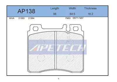 APETECH AP138 Fren Balatasi On 140 210 E Klasse Cl Klasse S Klasse Sl Klasse 