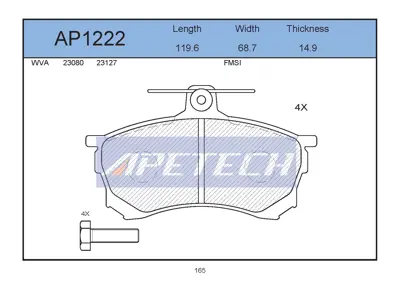 APETECH AP1222 Ac637981-Fren Balatasi On Carisma 1.6i 1.9 Td 