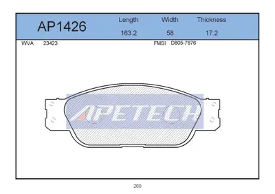APETECH AP1426 Fren Balatasi On S-Type 10 1998- S-Type Ccx 2.5 V6 4.2 V8 04 2002- Xj 6 3.0 8 3.5 8 4.2 