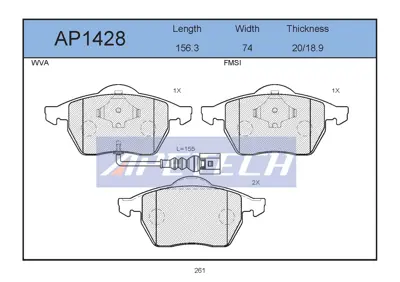 APETECH AP1428 Fren Balatasi On Ikaz Kablolu Leon 1.8 20v 1.8 20v T 1.8 20v T4 1.9sdi Tdi 2.8 Cupra 4 11.99- To 