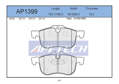 APETECH AP1399 Ac058952-Fren Balatasi On 75 1.8 2.0 Gdt V6 2.5 V6 Mg Zt 160 190 