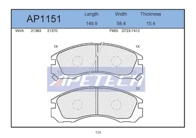 APETECH AP1151 Fren Balatasi On L200 2.5 Td 4x4 1995-1996 2.5 Td 4x4 Abs 1996- Pajero 2.4 1991-1994 2. 
