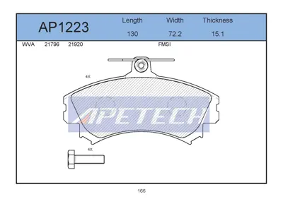 APETECH AP1223 Fren Balatasi On Carisma 1.8i Space Star 1.3 1.6 1.8 1.9 08 1998- Colt Vi 1.1 1.3 1.3 1.5 