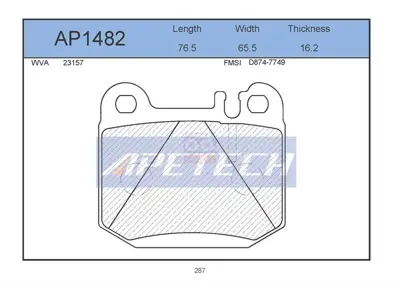 APETECH AP1482 Fren Balata Arka 01> M.S-W163 Ml270-350-400..  -U.K- BBP1799 1634200720 LP1705 BPA001440 A163420072037 SPB177 1440 6746 1634200920 WBP23157A