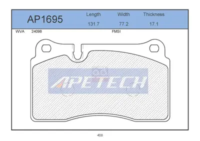APETECH AP1695 Fren Balata On 05> Touareg-Range Rover Vog 7L6698151E 224788 BL2035A2 986494207 7L6698151J JQ101215 2247138 8DB355011851 V1082961 13047048332
