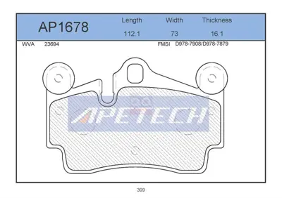 APETECH AP1678 Fren Balata Arka 03> Touareg-Cayenne P11208 598770 BL1824A2 GDB1653 GDB1549 7L6698451D HP7541 2369402 604976 FD7070A