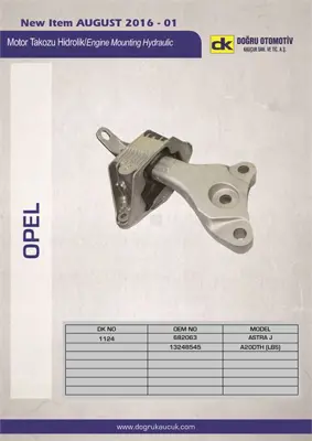 DK DK-1124 Motor Takozu Sol Astra.J 2.0d -A20dth- 682063 14509 6111395 R54302 58819 7126039 BEM4297 13248545 38742 EM4712