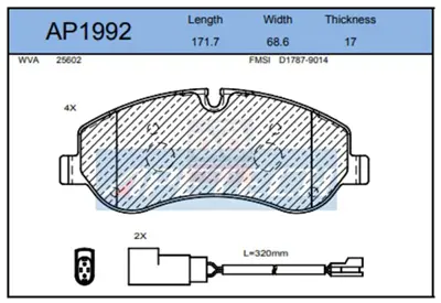 APETECH AP1992 Fren Balata On 13> Transıt.Custom 2.2tdci Hz Cıft Fıslı 1763915 152002 P1420302 2152002 142119 5P1786 BK212K021AA PCP1646 JK212K021GA BK212K021AB