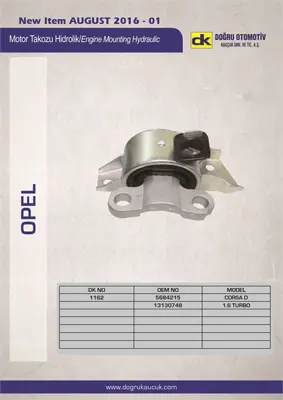 DK DK-1162 Motor Takozu Sağ Corsa.D -A16lel- 13130748 5684215 MCC015159 91112 38746 760588 A1436 V401464 20977 58817