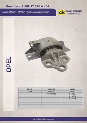 DK DK-1163 Motor Takozu Sol Corsa.D -Z13dtj- 5684203 5684202 13234017 13234038 V401470 7127223 15577 OPEM152 8112921 91115