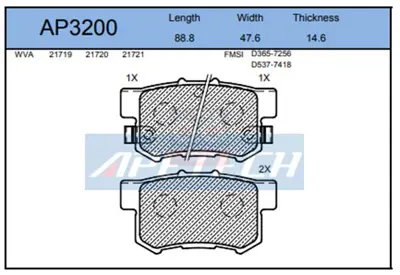 APETECH AP3200 Fren Balata Arka 01> Cıvıc-Type-R 93> Accord Hz FDB956 43022SG0000 43022SM5A00 1501222257 J3614008 5860143130 232512 KD1702N 170289 3502315AKZ16A