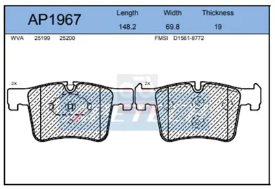 APETECH AP1967 Fren Balata On 11> 1s-F20-F21-3s-F30-F31-F34 Hz 34106799801 FD7536A MDB3153 34112456867 GDB1942 LP2234 BP1834 986494487 811011054 182020230