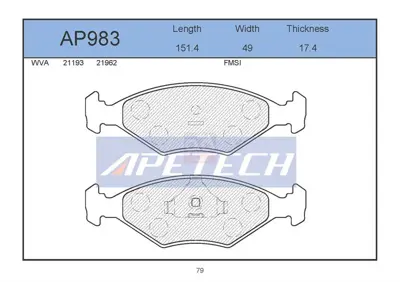 APETECH AP983 Fren Balata On 98> Palıo 1.4-1.6 571448B 219621801 2196201 7039 13046070632 5894112 GDB1347 MDB1912 571448J 6113472