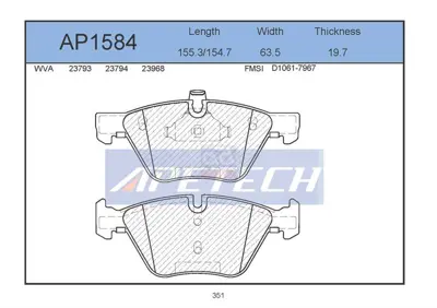 APETECH AP1584 Fren Balata 573151B 2379401 121108 573187JC BP1503 P06036 573151J 2379491 986TB2466 34116763617