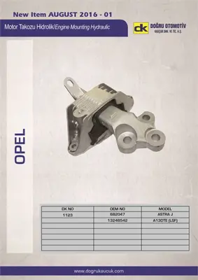 DK DK-1123 Motor Takozu Sol Astra.J 1.3d -A13dth- 682047 13248542 6111394 R54297 91128 7126038 BSG65700228 2706528 FEM4293 285082