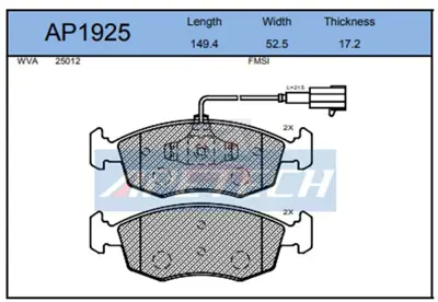 APETECH AP1925 Fren Balata 573367B BSG25202004 BA2355 T2112 402B0635 6615 2542901 17252 C1F065ABE 601298