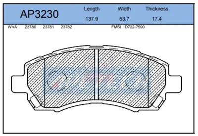 APETECH AP3230 Fren Balata On 93-01 Impreza 95-04 Legacy HP2702 AN295WK BP721 26296AA121 2149501 PAD739 19112 BL1330A2 FSB951 31906