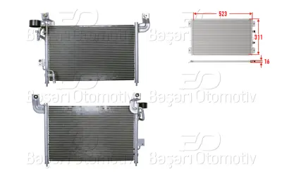 WISCO XM3419710AE Klima Radyatoru 523x311x16 XM3419710AE UH7161480C 4042317 UH7161480B CF20421 UH7161480A 4066739 FD5486 4100566 92062N