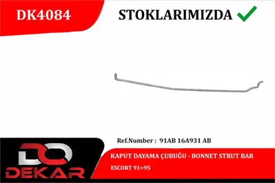 DEKAR 4084 Kaput Dayama Cubugu Ford Escort 91-95 91AB 16A931 AB