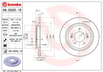 BREMBO KT 08 064 Fren Takimi Disk-Balata Hyundai Ioniq Ae 16-23 584113V500 6157100 N3310322 986479V09 S584113V500 Y08961 58411J9500 DPK20C DPK20 BG4819C