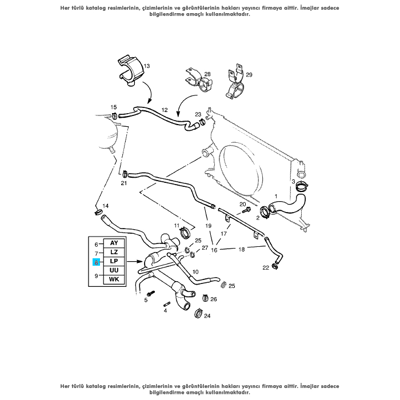 PSA 90530256 Radyatör Hortum Grubu (Vectra-B) 90530256 90529505 GM90529505 1336119 GM90530256 1336125 90570428 6818367 90530089
