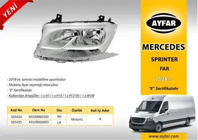 AYFAR AY.505424 M.Sprinter ( 2018- ) Far Motorlu Sağ A9109060100 2775966 44011AXRMLDEM 9109060100 1664980 2017637052 35480142 506510 2776966