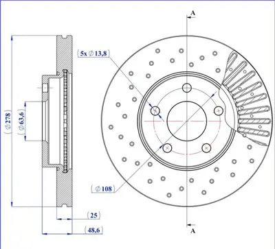 MGA 50119PC Fren Disk On Hava Kanalli 278-5  Ford: Focus C-Max 03 -  / Volvo: S40 04 -  Performans AV611125BB