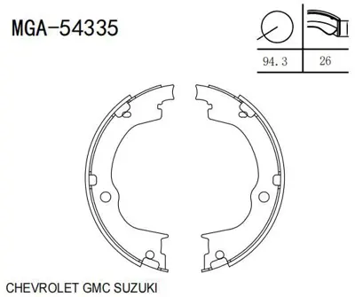 MGA 54335 Kampana Balata Chevrolet Captiva C100 20062012 96625871 340744 810024003 8DA355050791 5187499 986487730 BS1189 90660 CRX002ABE 4804768