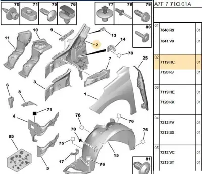 PSA 7119.HC Ön Çamurluk İç Saçı 7119HC