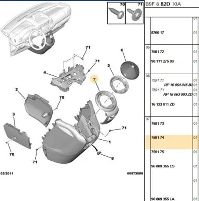 PSA 7591.74 Vites konsol Çerçevesi  7591.74