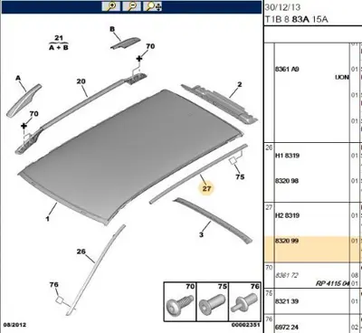 PSA 8320.99 Sağ Tavan Kenar Lastiği  8320.99