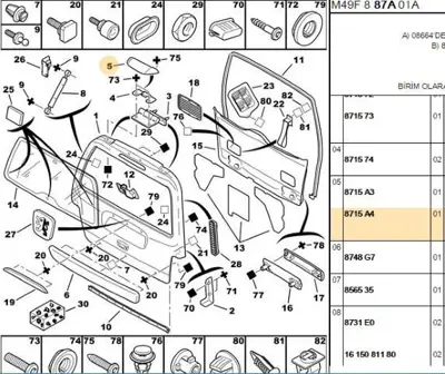 PSA 8715.A4 Bagaj Kapak Menteşe Kapak 8715A4