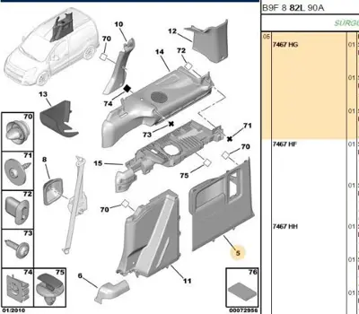 PSA 7467.HG Sağ Bagaj İç Bakaliti  7467.HG