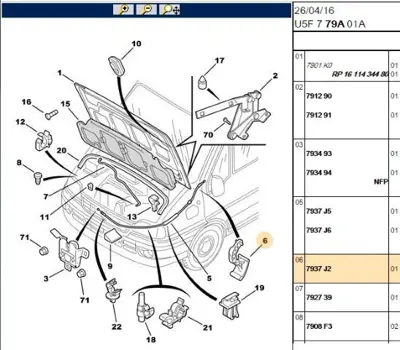 PSA 7937.J2 Kaput Açma Kolu  7937.J2