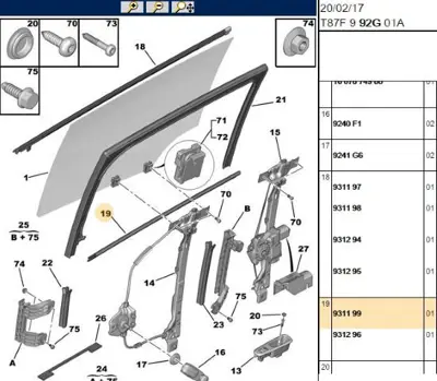 PSA 9311.99 Sol Arka Cam Fitili İç  9311.99
