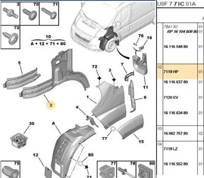 PSA 7119.HP Sol Ön Podye Sacı  7119.HP