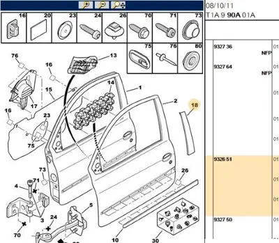 PSA 9326.51 Sol Kapı Direk Bandı  9326.51