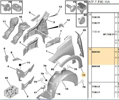 PSA 8544.N3 Sol Ön Çamurluk Bakalıt 8544N3 8544.N3