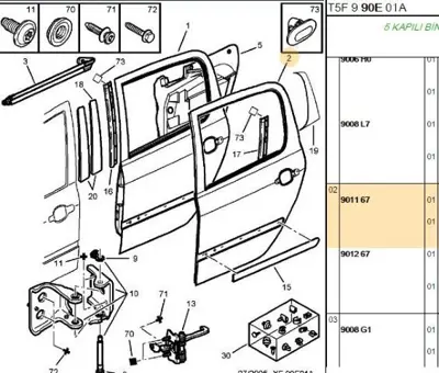 PSA 9011.67 Sol Arka Kapı Sacı  9011.67