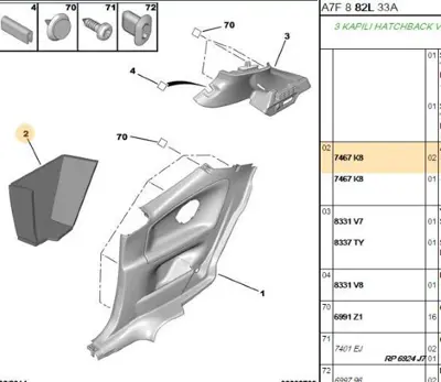 PSA 7467.K8 Çamurluk İç İzolatör  7467.K8