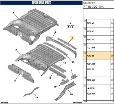 PSA 7242.88 Arka Panel Takviye Sacı  7242.88