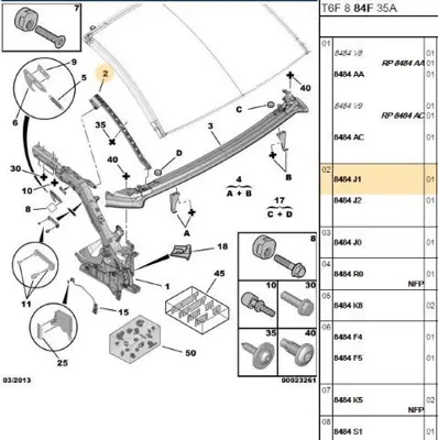 PSA 8484.J1 Arka Perde Bağlantı Ayak  8484.J1