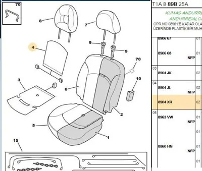 PSA 8904.XR Koltuk Isıtma Rezistansı  8904.XR