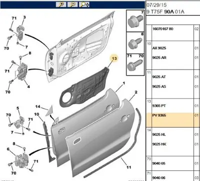 PSA 9365.PV Sağ Kapı İzolatörü 9365PV