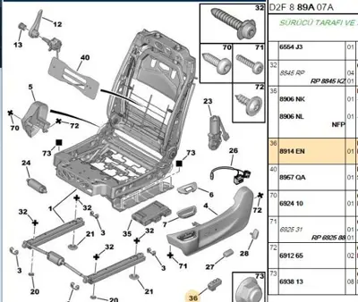 PSA 8914.EN Koltuk Kumanda Düğmesi 8914EN