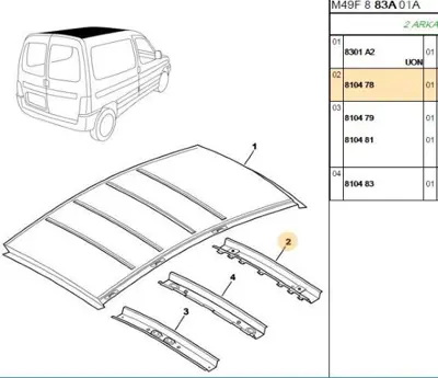 PSA 8104.78 Tavan Destek Traversi (Ön 810478