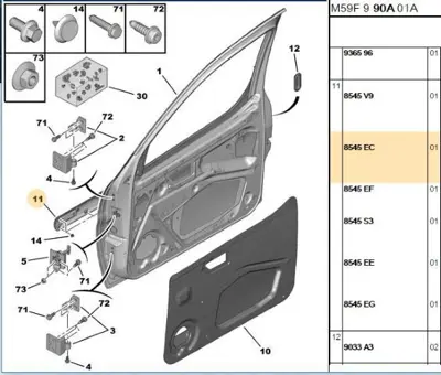 PSA 8545.EC Kapı Kuşağı Sol -P-Ym 8545EC