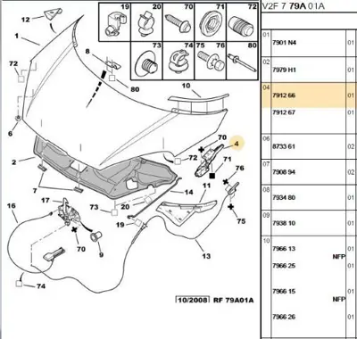 PSA 7912.66 Sol Kaput Menteşesi  7912.66