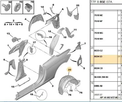 PSA 8534.53 Sağ Çamurluk Davlunbaz  8534.53
