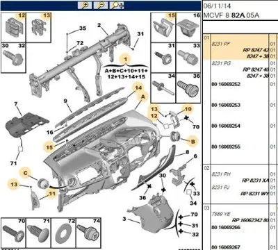 PSA 8247.38 Torpido Havalandırma Çıta 8247.38